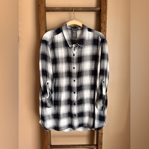 Chelsea & Theodore Tops - Chelsea & Theodore Black and White Checkered Shirt